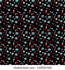 Vector of sweets and candies. Seamless candies. Vector.