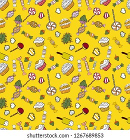 Vector. Vector of sweets and candies. Seamless candies.