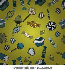 Vector. Vector of sweets and candies. Seamless candies.