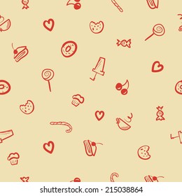 Vector sweets icons seamless pattern