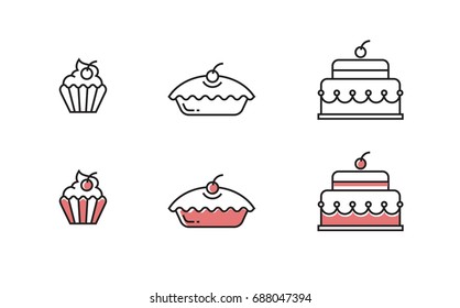 vector sweets outline icons