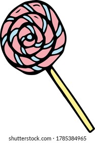 
vector sweets pink round lollipop hand drawn in the style of doodle colored