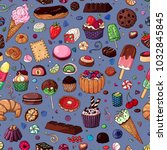 Vector sweet-stuff. Color pattern of objects on the sweets theme.