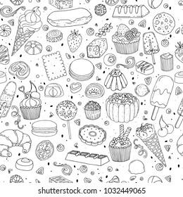 Vector sweet-stuff. Pattern of objects on the sweets theme.