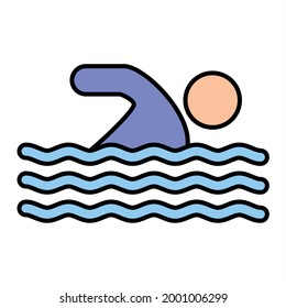 Vector Swimmer Filled Outline Icon Design
