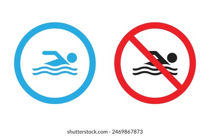 Vector Swimming Area And No Swimming Signs