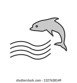 Vector Swimming Dolphin Icon

