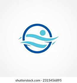 Vector swimming logo design with circle