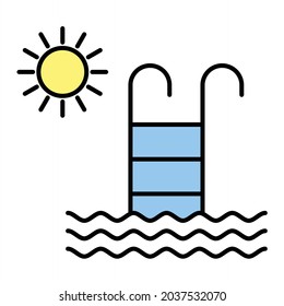 Diseño de iconos de esquema rellenos de la piscina de vectores

