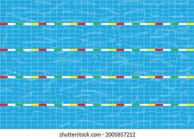 The vector swimming pool has five tracks in a blue pool.