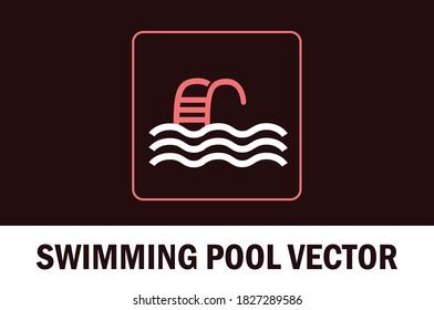 Vektorgrafik des Schwimmbeckens Symbol. Mit dunklem Hintergrund.