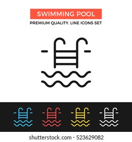 Vector Swimming Pool Icon. Premium Quality Graphic Design. Modern Signs, Outline Symbols Collection, Simple Thin Line Icons Set For Websites, Web Design, Mobile App, Infographics