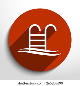 Vector swimming pool ladder flat icon illustration.