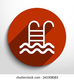 Vector swimming pool ladder flat icon illustration.