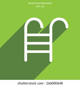 Vector swimming pool ladder flat icon illustration.