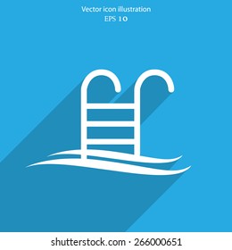 Vector swimming pool ladder flat icon illustration.