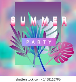 Vector swimming pool ripple water texture surface with iridescent sunlight glare background. Cover for Summer party in vaporwave style.