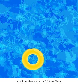 Vector swimming pool water background with lifebuoy 