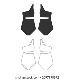 Vector Swimsuit Style 2 Black and White Sleeves Streetwear Fashion Illustration Design Commercial Use