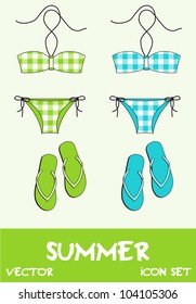 Vector swimsuits and flip-flops