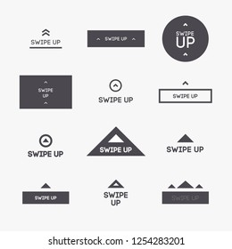 Vector Swipe Up Icon Set Black Color Isolated On White Background For Stories Design, Scroll Pictogram. Arrow Up Logo For Blogger 10 Eps