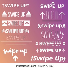 Vector swipe up icon set isolated on background for stories design blogger, scroll pictogram. Arrow up logo. 10 eps Black swipe up vector