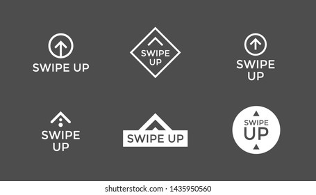 Vector swipe up icons on gray background for story design blogger scroll pictogram. Arrow up sign modern button illustration