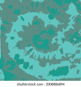 Vector Swirl. Aqua Craft Art Boho Rug. Tie Dye Print. Green Boho Fashion. Bohemian Art. Artistic Modern Batik. Ethnic Background. Summer Fashion. Aqua Textile print.