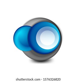 Banner de círculo giratorio vectorial, esfera abstracta de estilo 3d o icono de forma redonda o plantillas de fondo. Ilustración vectorial para fondo de escritorio, pancarta, fondo, tarjeta, ilustración del libro, página de inicio