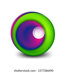 Banner de círculo giratorio vectorial, esfera abstracta de estilo 3d o icono de forma redonda o plantillas de fondo. Ilustración vectorial para fondo de escritorio, pancarta, fondo, tarjeta, ilustración del libro, página de inicio