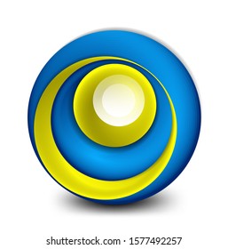 Banner de círculo giratorio vectorial, esfera abstracta de estilo 3d o icono de forma redonda o plantillas de fondo. Ilustración vectorial para fondo de escritorio, pancarta, fondo, tarjeta, ilustración del libro, página de inicio