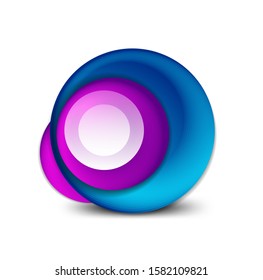Banner de círculo giratorio vectorial, esfera abstracta de estilo 3d o icono de forma redonda o plantillas de fondo. Ilustración vectorial para fondo de escritorio, pancarta, fondo, tarjeta, ilustración del libro, página de inicio