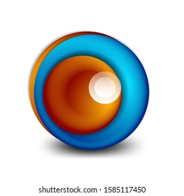 Vector swirl circle banner, 3d style abstract sphere or round shape icon or background templates. Vector Illustration 