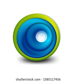 Banner de círculo giratorio vectorial, esfera abstracta de estilo 3d o icono de forma redonda o plantillas de fondo. Ilustración vectorial 