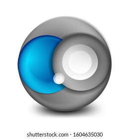 Vektorkreisbanner, abstrakte Kugel im 3D-Stil oder Rundform-Symbol oder Hintergrundvorlagen. Vektorgrafik für Bildschirmhintergründe, Banner, Hintergrund, Karte, Buchillustration, Landing-Page