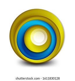 Banner de círculo giratorio vectorial, esfera abstracta de estilo 3d o icono de forma redonda o plantillas de fondo. Ilustración vectorial para fondo de escritorio, pancarta, fondo, tarjeta, ilustración del libro, página de inicio