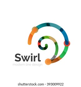 Vector swirl circle logo, linear flat design