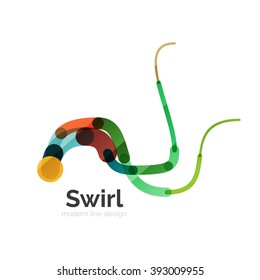 Vector swirl circle logo, linear flat design