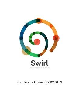 Vector swirl circle logo, linear flat design