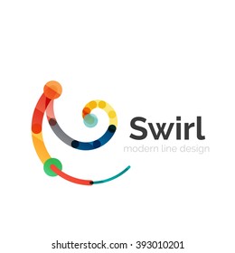 Vector swirl circle logo, linear flat design