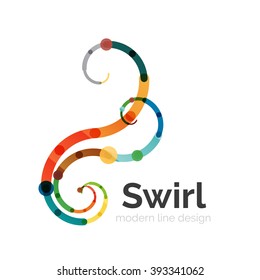 Vector swirl circle logo, linear flat design
