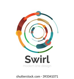 Vector swirl circle logo, linear flat design
