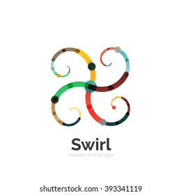 Vector swirl circle logo, linear flat design