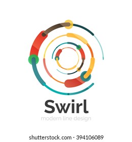 Vector swirl circle logo, linear flat design