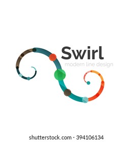 Vector swirl circle logo, linear flat design
