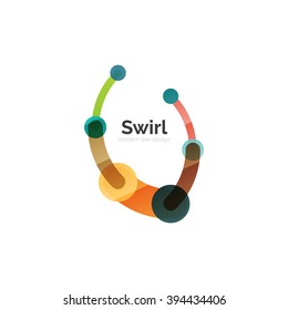 Vector swirl circle logo, linear flat design