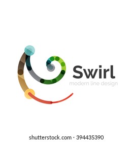 Vector swirl circle logo, linear flat design