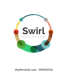 Logotipo del círculo giratorio del vector, diseño plano lineal