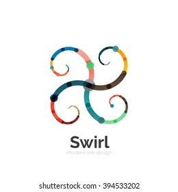 Vector swirl circle logo, linear flat design