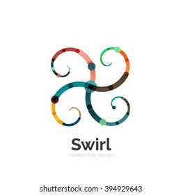 Vector swirl circle logo, linear flat design
